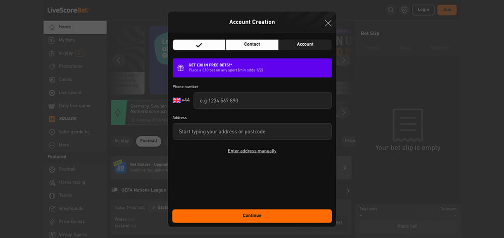 LiveScore Bet Registration 
