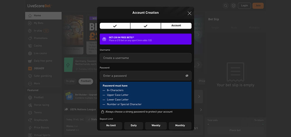 LiveScore Bet Registration 